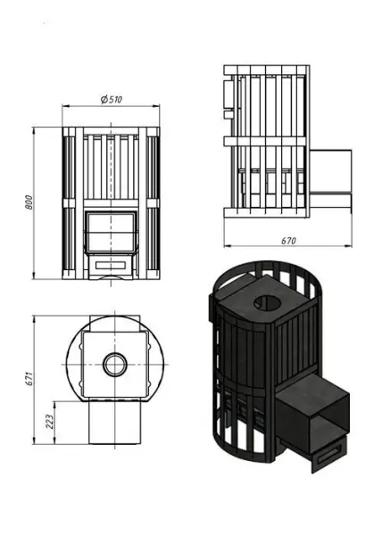 Фото Печь ВЕЗУВИЙ Ураган Стандарт 12 (ДТ-3) в магазине Woodson