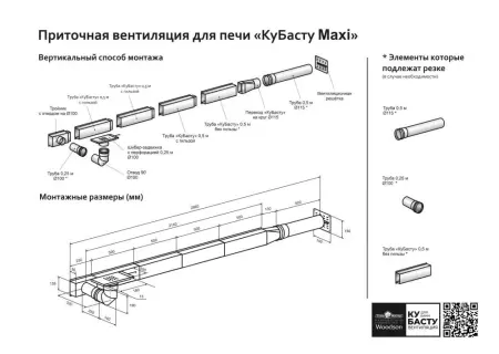 Приточная вентиляция для печи КуБасту maxi
