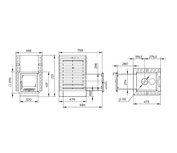Фото Печь банная "РАДА ТЕРМА 2026" ОК 8мм 20L, дверца стальная в магазине Woodson