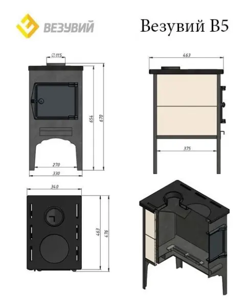 Фото Печь отопительная Везувий В5 в магазине Woodson Фото Печь отопительная Везувий В5 в магазине Woodson