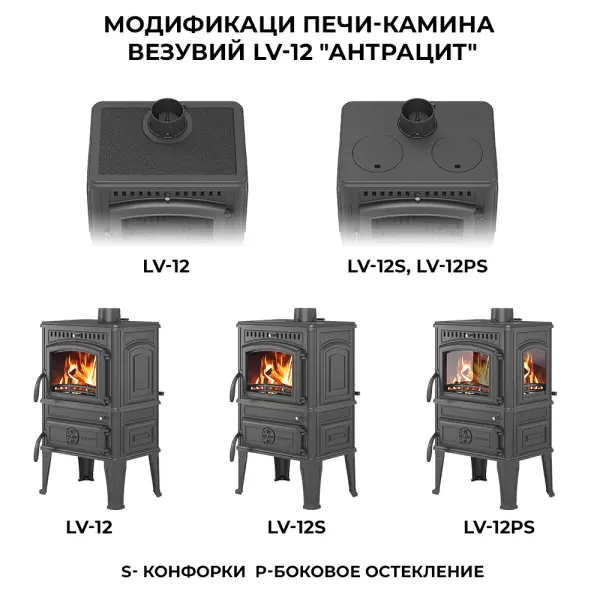 Фото Печь-камин Везувий LV-12 "Антрацит" в магазине Woodson