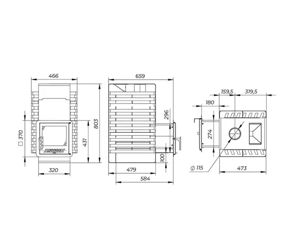 Фото Печь банная "РАДА ТЕРМА 2026" ЗК 8мм 20M, дверца стальная в магазине Woodson