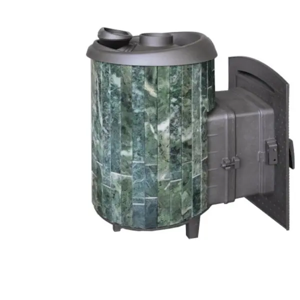 Фото Печь банная "Атмосфера L" в ламелях из натурального камня "Змеевик" наборный в магазине Woodson