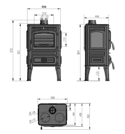 Фото Печь-камин Везувий LV-12РS "Антрацит" в магазине Woodson