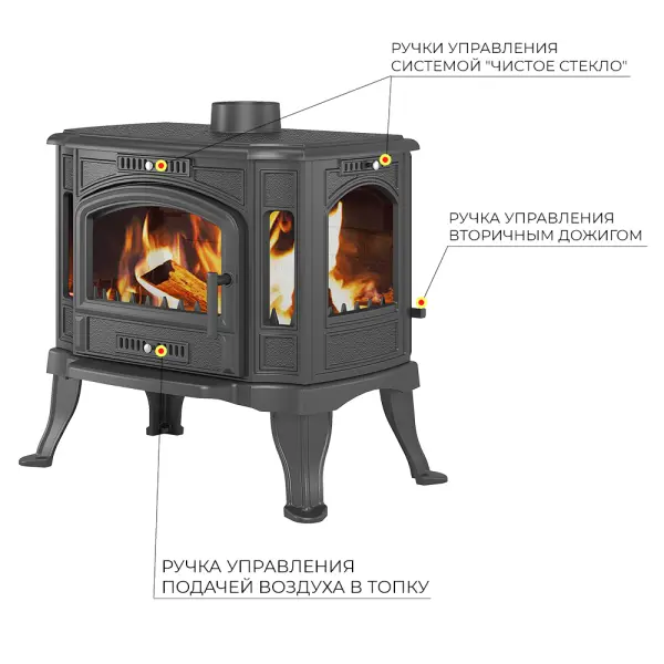 Фото Печь-камин Везувий KZ-14Р "Антрацит" в магазине Woodson