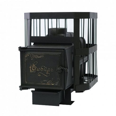 Фото Печь банная чугунная "Сибирь-15". Чугунная дверца с ВТК (Сетка) в магазине Woodson