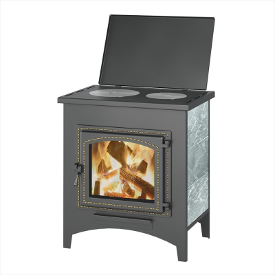 Фото Печь-Камин ВЕЗУВИЙ ПК-04 (240) с плитой талькохлорит 12 кВт (200 м3) Ø115мм в магазине Woodson