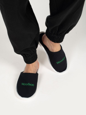 Тапочки Woodson, вафельные с закрытым мысом (39-43), чёрный цвет Тапочки Woodson, вафельные с закрытым мысом (39-43), чёрный цвет