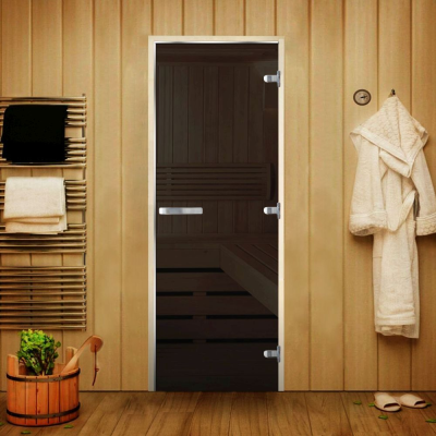 Дверь Люкс Серая 1900*700 (3п,8мм) L, без порога