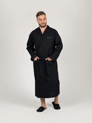 Халат Woodson, вафельный с планкой, р.46-48, чёрный Халат Woodson, вафельный с планкой, р.46-48, чёрный