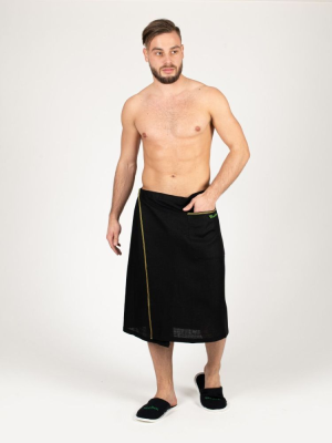 Килт мужской Woodson, чёрный лён с цветной полосой (54-58)