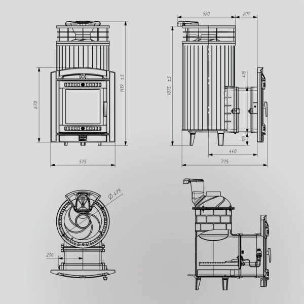 Фото Печь банная "Атмосфера XL" Пироксенит ламель+сетка с газовой горелкой в магазине Woodson