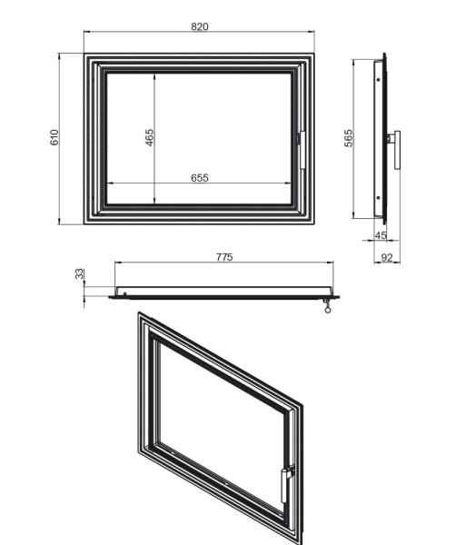 Дверка ВЕЗУВИЙ каминная 820 (Антрацит)