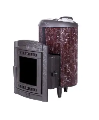 Фото Печь банная "Атмосфера L" в ламелях "Россо Леванто" наборный рисунок в магазине Woodson